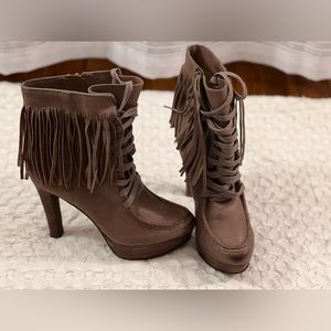 Nine West leather fringe Booties